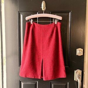 Weekend MaxMara Red Multicolor Marbled Wool Tweed Double Pleat Skirt Size 10